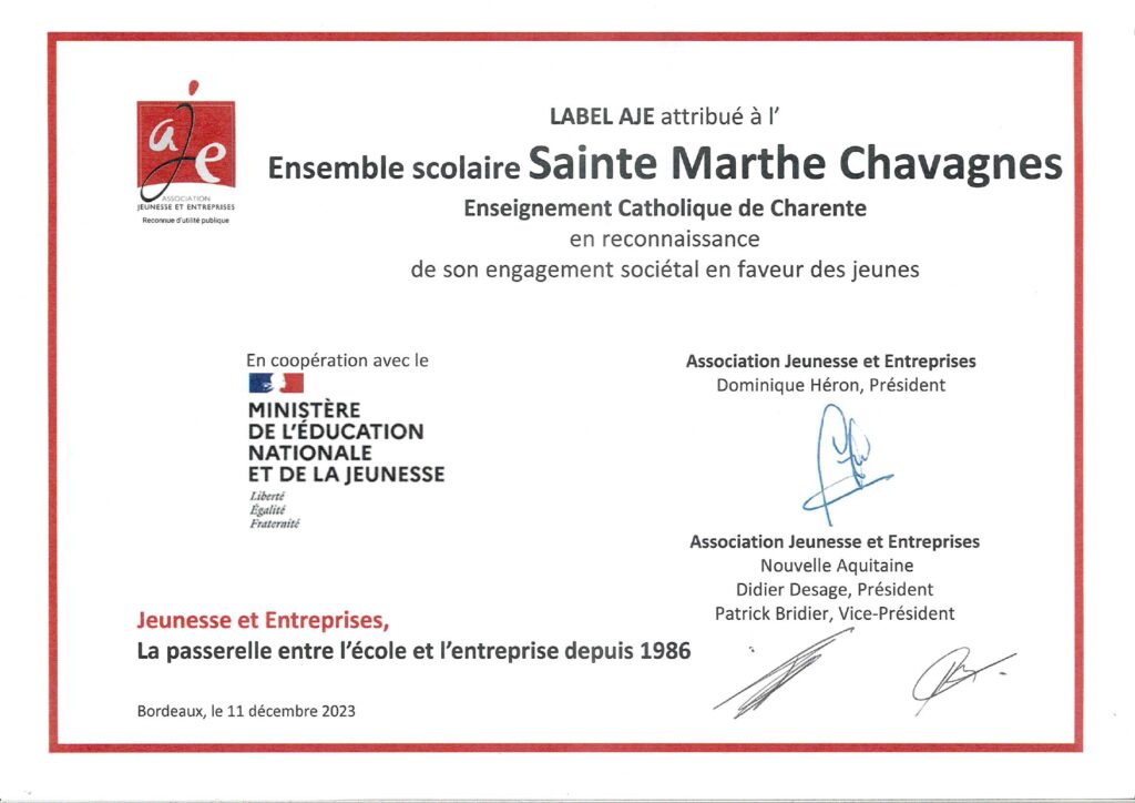 Supérieur Ensemble scolaire SainteMarthe Chavagnes